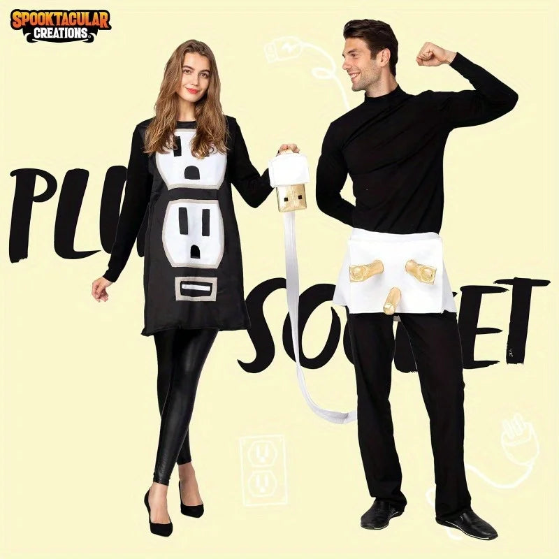 Spooktacular Creations Plug and Socket Halloween Costume Adult, Plug and Outlet Couples Costume USB Costume
