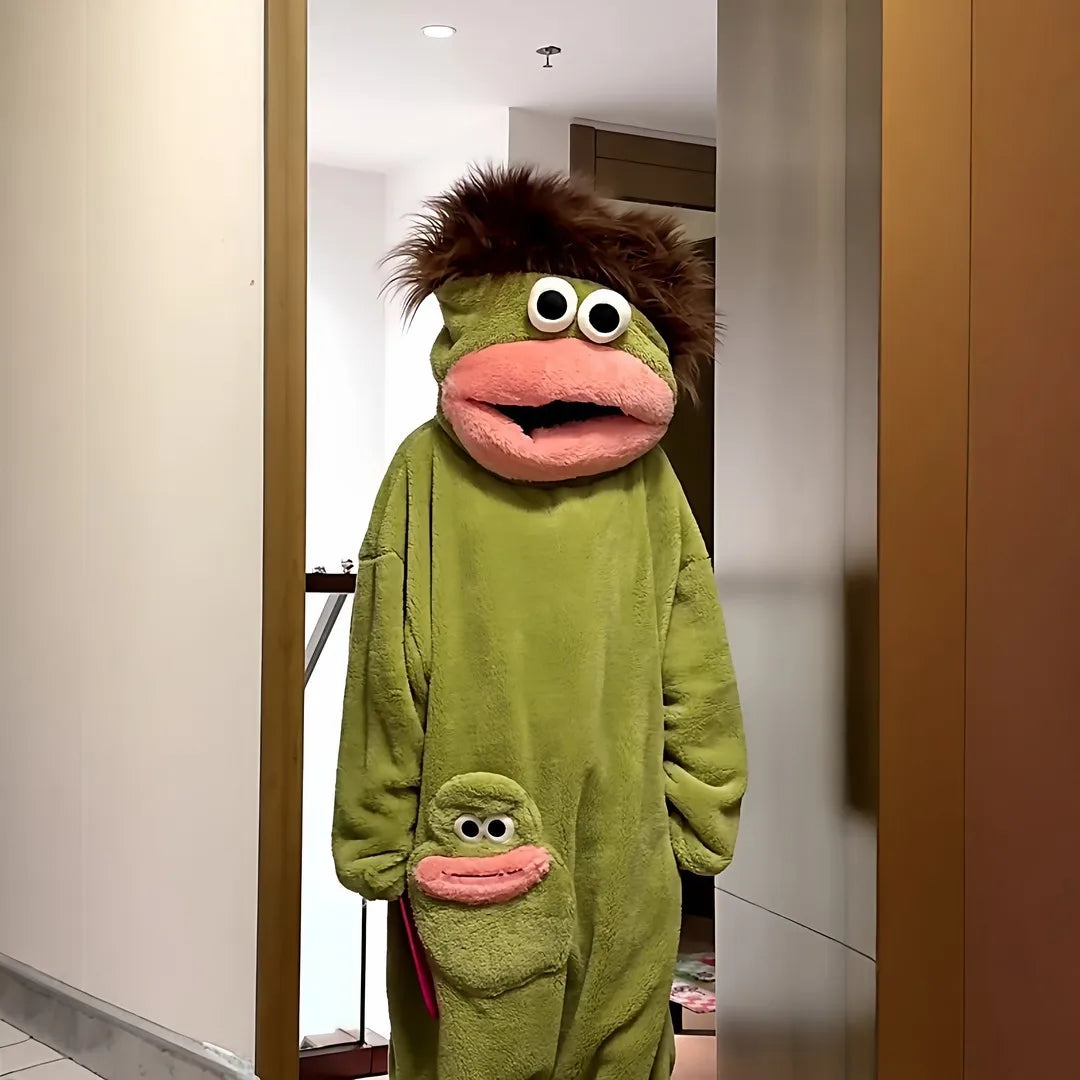 Funny Monster Monster Plush Cartoon Sleepwear Costume Full Face Plush Costume Adult Halloween Carnival Party Outfit Pajama Party