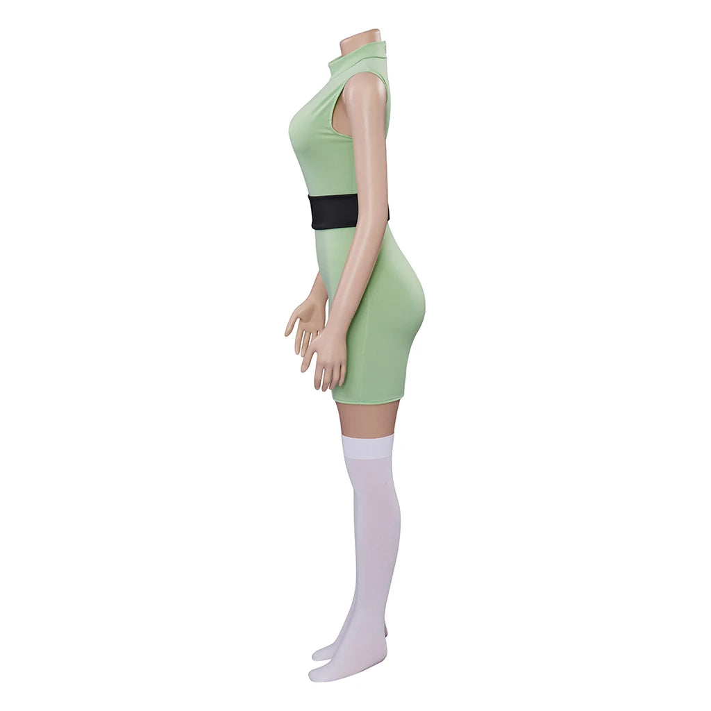 Anime Powerpuff Cosplay Girl Costume Dress Set Blossom Buttercup Bubbles Fancy Dress Halloween Party Women Fancy Dress