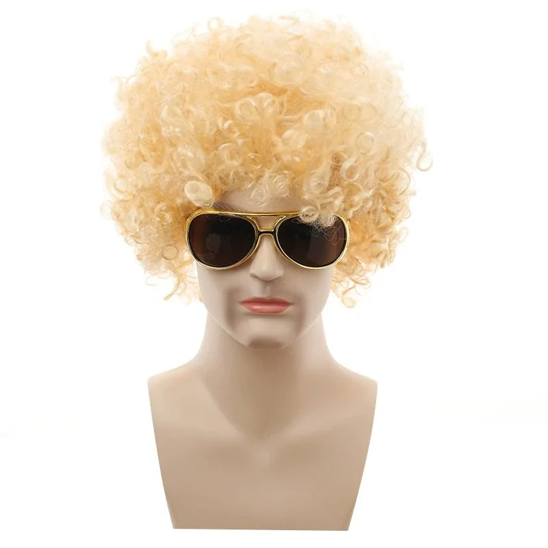 Costume Jewelry Set Synthetic Curly Hair Wigs Afro Wig Sunglasses Necklace For Adult Hip Hop Cosplay Party Accessories Hair Prop