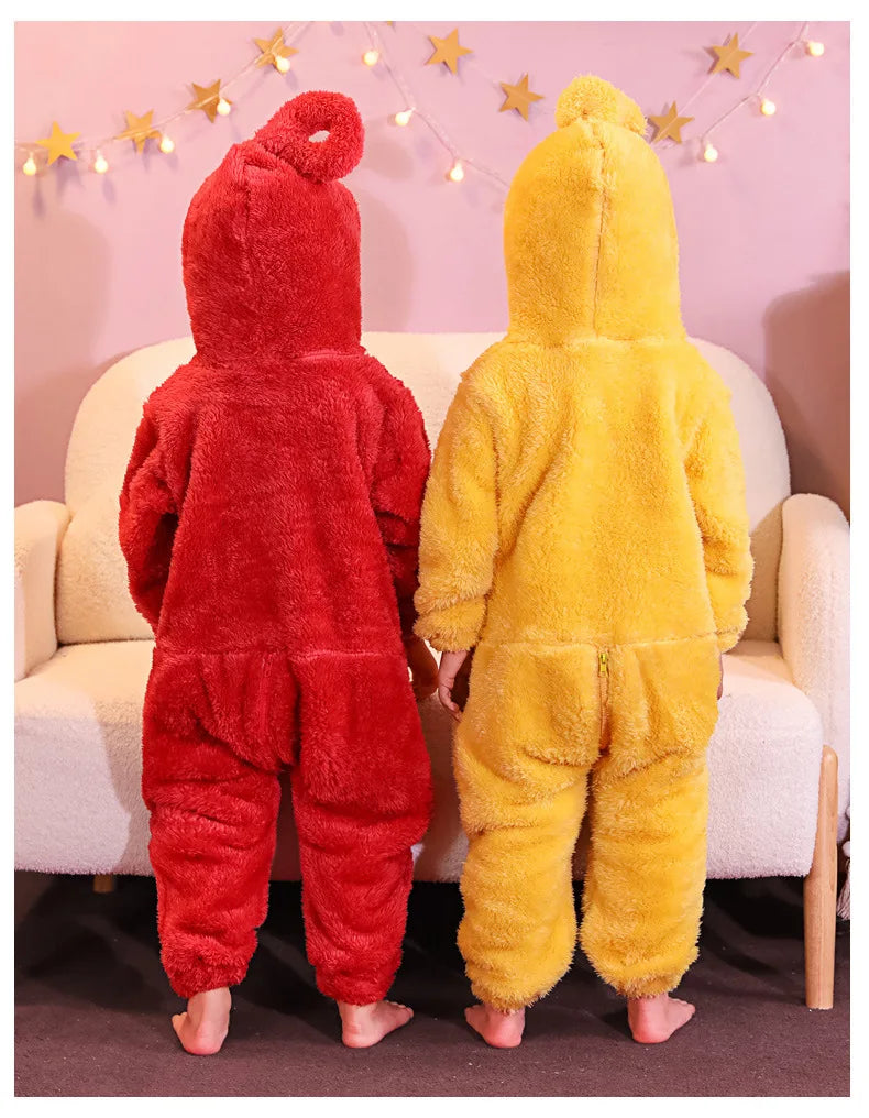 Adults Kids Onesies For groups Soft Long Sleeves Pajamas Dipsy Tinky Winky Po Lala Costumes Home Clothes Women Unisex Homewear Jumpsuit