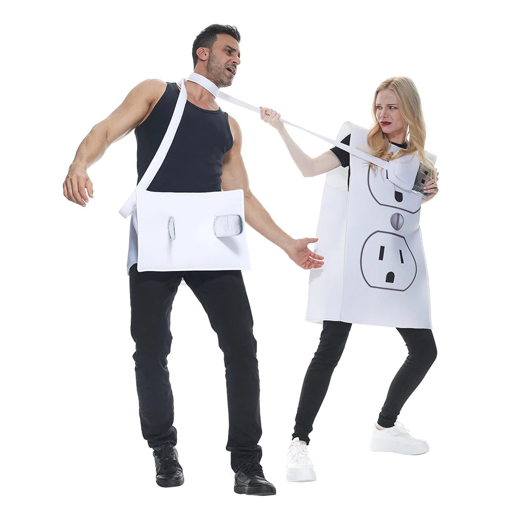 Adult Funny USB/Light Plug and Socket Couple Set Halloween Costume Carnival Easter Purim Fancy Dress