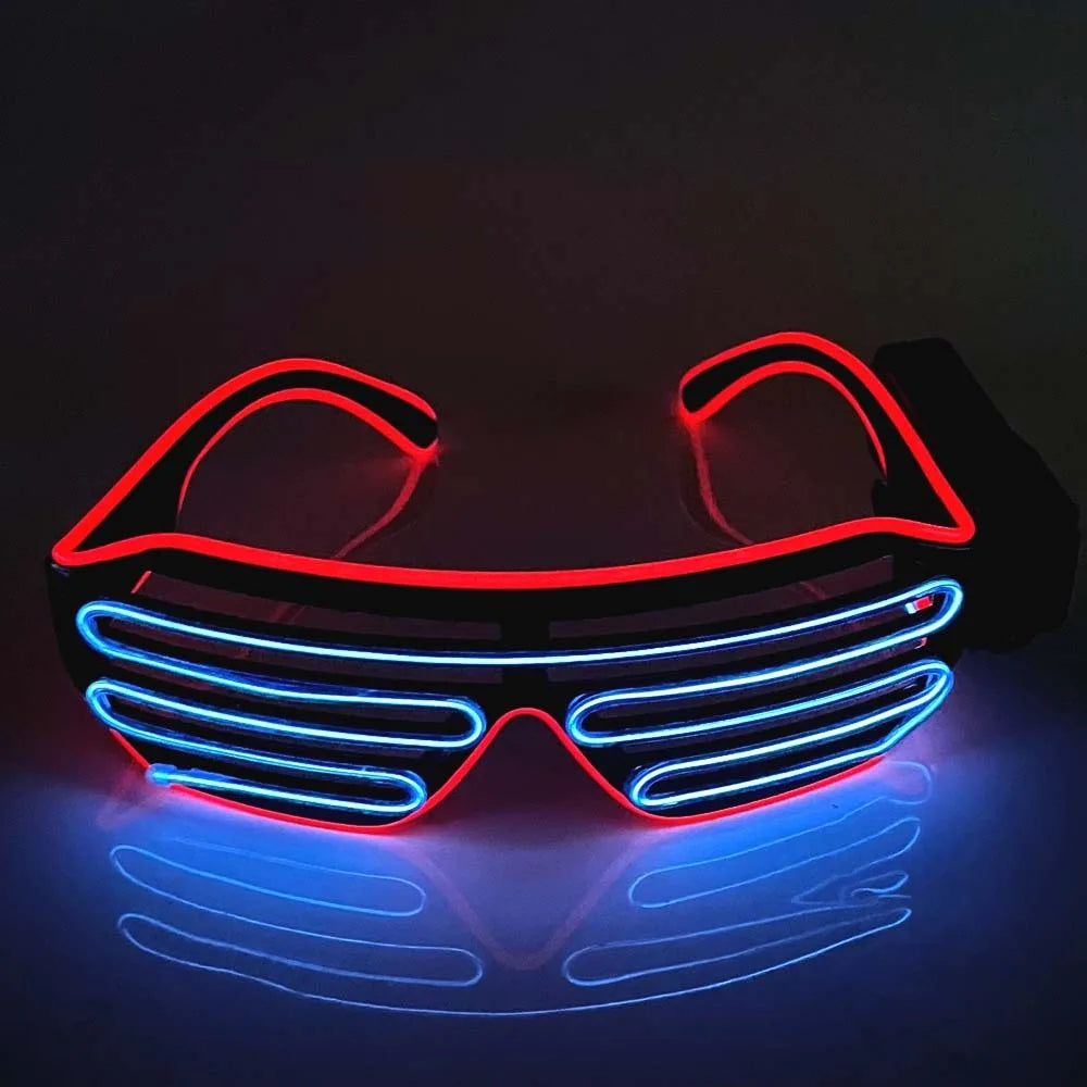 Wireless LED Glowing Glasses Cool Colorful Neon Glasses Double Colors Glow-in-the-dark Luminous Glasses Halloween Costumes