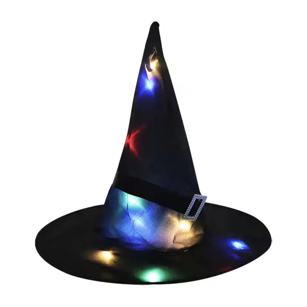LED Halloween Flashing Light Witch Hat Starry Sky Ghost Festival Dress Up Glowing Elf Ghost Hat Lamp Home Decoration Hanging
