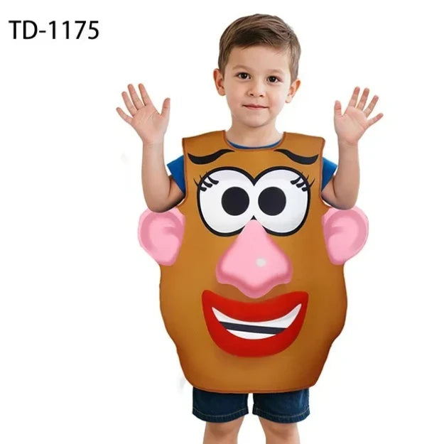 Funny Mr. and Mrs. Potato Head Matching Outfit Halloween Cosplay Tunic Couple Potato Head Costume Carnival Party Disguise Wear