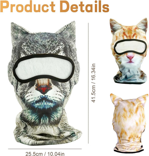 2 Pack 3D Cat Ski Mask with Ears Funny Animal Balaclava