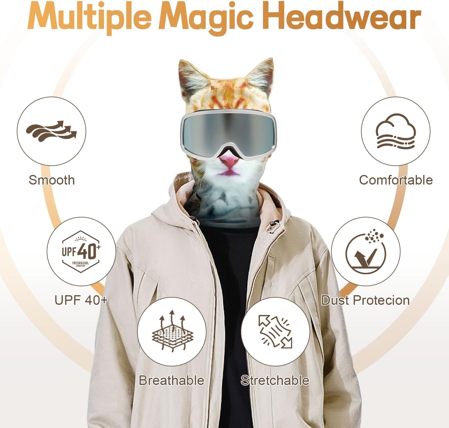 2 Pack 3D Cat Ski Mask with Ears Funny Animal Balaclava