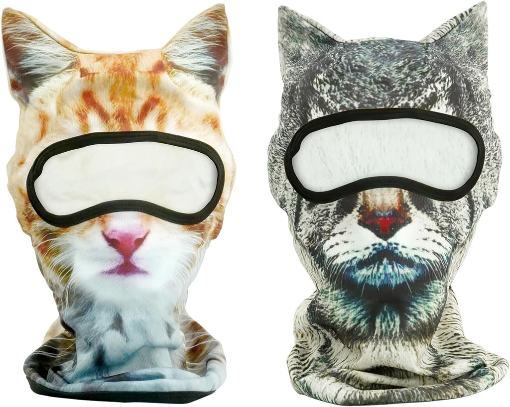 2 Pack 3D Cat Ski Mask with Ears Funny Animal Balaclava