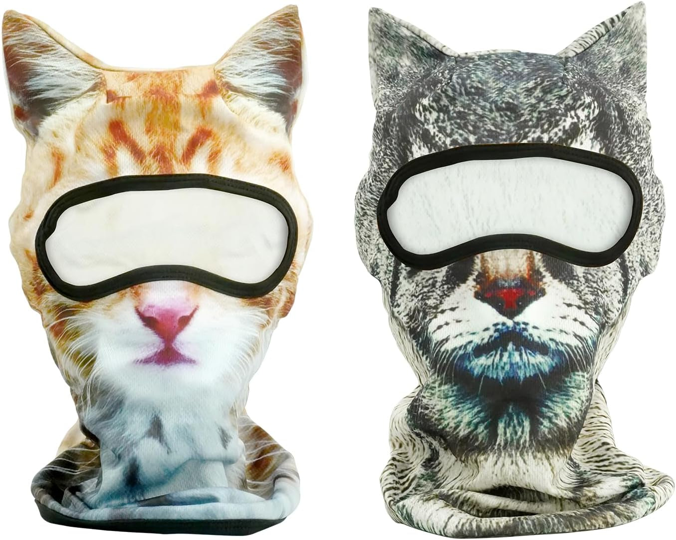 2 Pack 3D Cat Ski Mask with Ears Funny Animal Balaclava